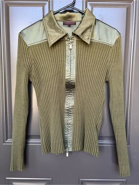 Fontana Olive Ribbed Zip Cardigan